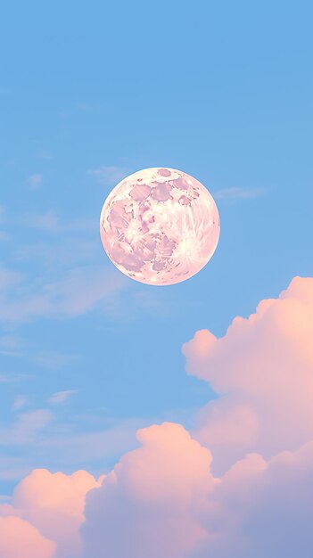 하늘에 구름과 함께 있는 보름달이 있습니다.