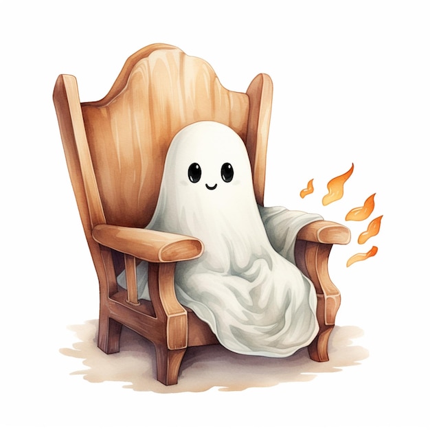 there is a ghost sitting in a chair with a blanket on it generative ai