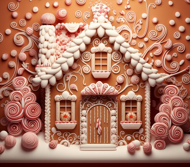 there is a ginger house made of candy and candy canes generative ai