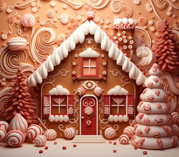 there is a ginger house with a lot of decorations on it generative ai