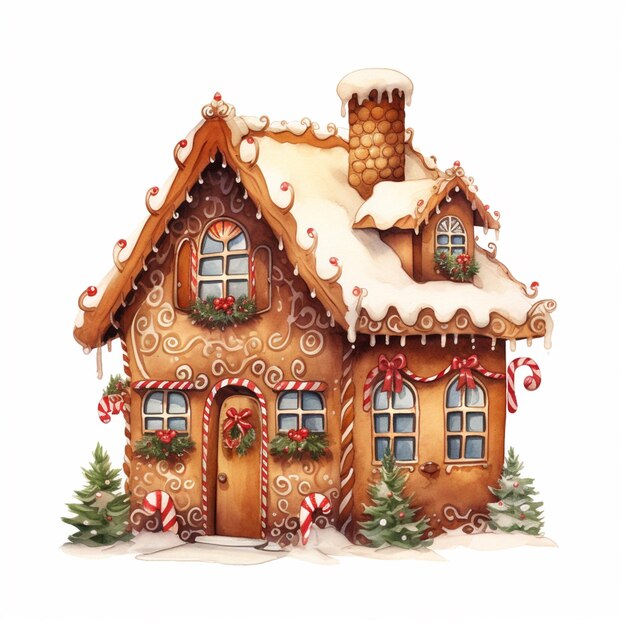 there is a gingerbread house with a roof covered in snow generative ai