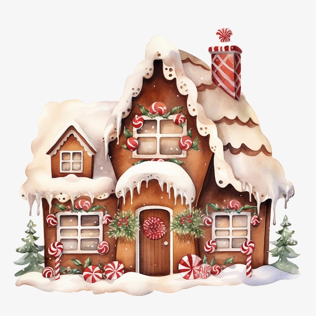 there is a gingerbread house with a roof covered in snow generative ai