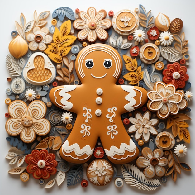 there is a gingerbread shaped cookie with a face on it generative ai