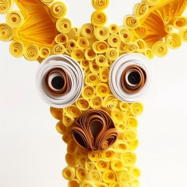 Photo there is a giraffe made out of paper and paper flowers generative ai