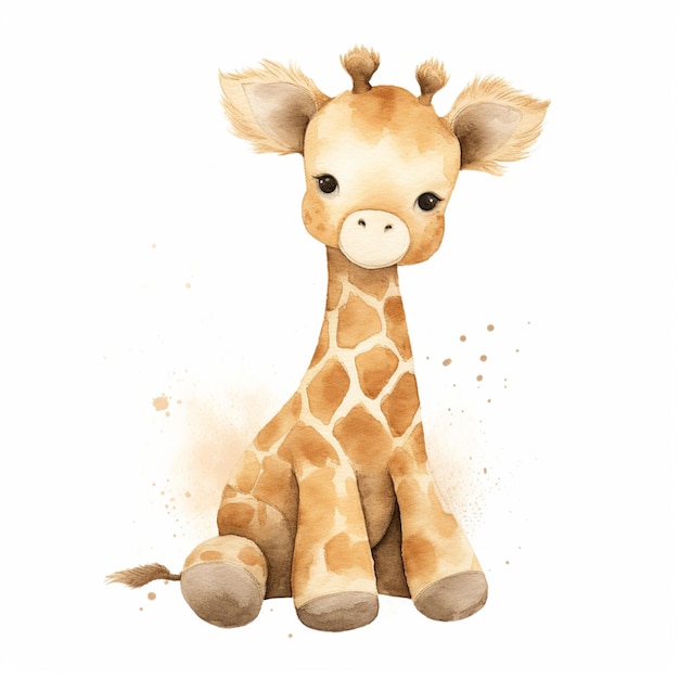 there is a giraffe sitting down with a white background generative ai