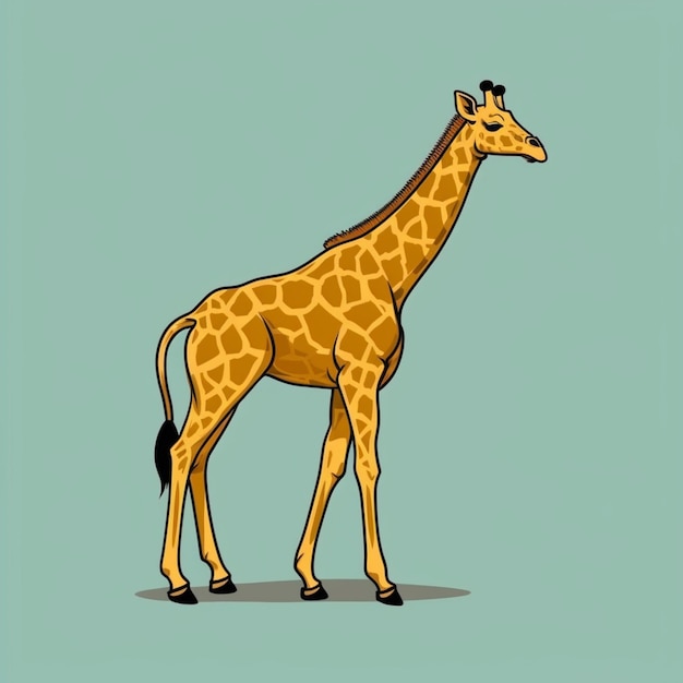 Photo there is a giraffe standing in the middle of a blue background generative ai