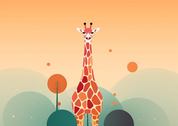 Photo there is a giraffe standing in the middle of a field generative ai