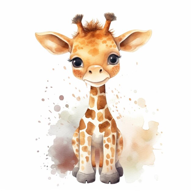 There is a giraffe that is sitting down with a big smile generative ai