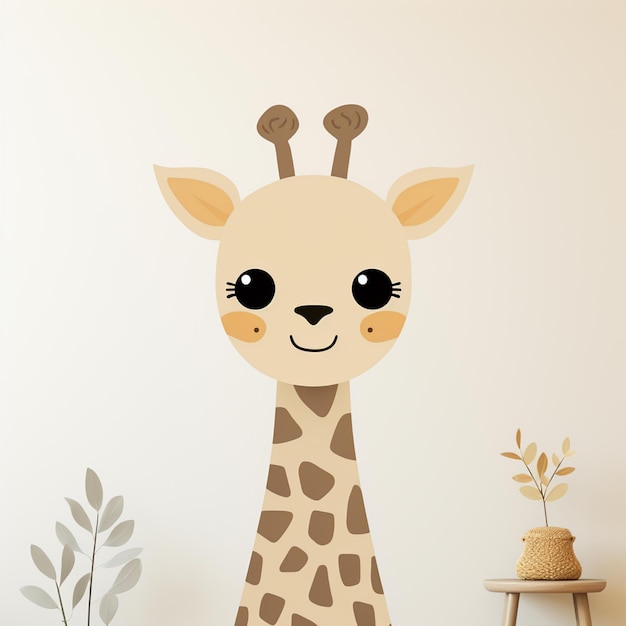 there is a giraffe that is standing up against a wall generativ ai