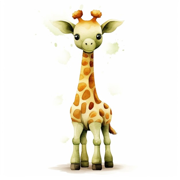 there is a giraffe that is standing up with a white background generative ai