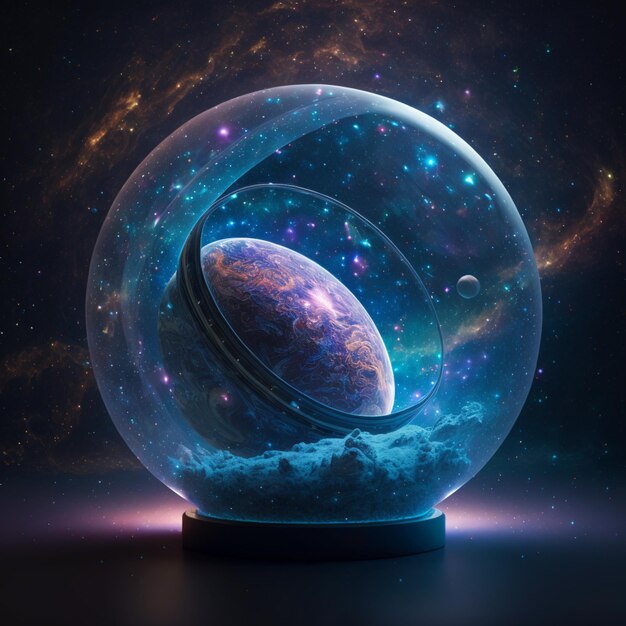 There is a glass ball with a planet inside of it generative ai