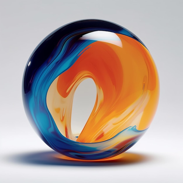 Photo there is a glass ball with a swirl design on it generative ai