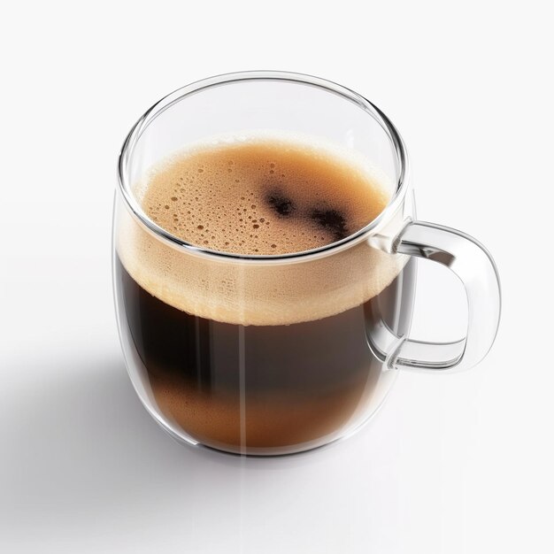 Foto c'è una tazza di caffè di vetro con un liquido all'interno generativo ai