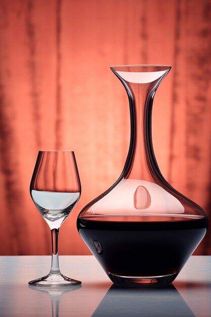 Photo there is a glass and a decanter on a table generative ai