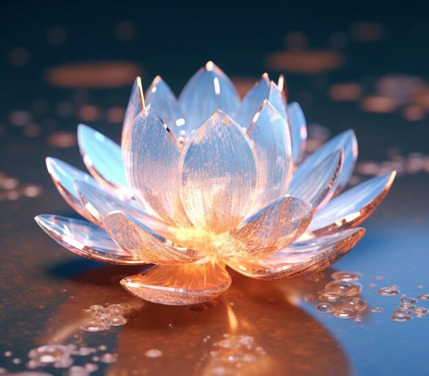 there is a glass flower that is sitting on a table generative ai