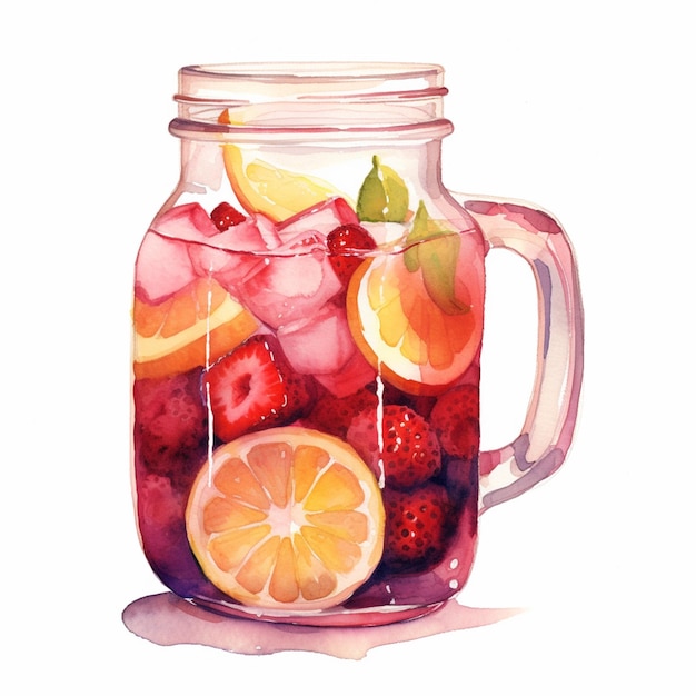 there is a glass jar with fruit inside of it generative ai