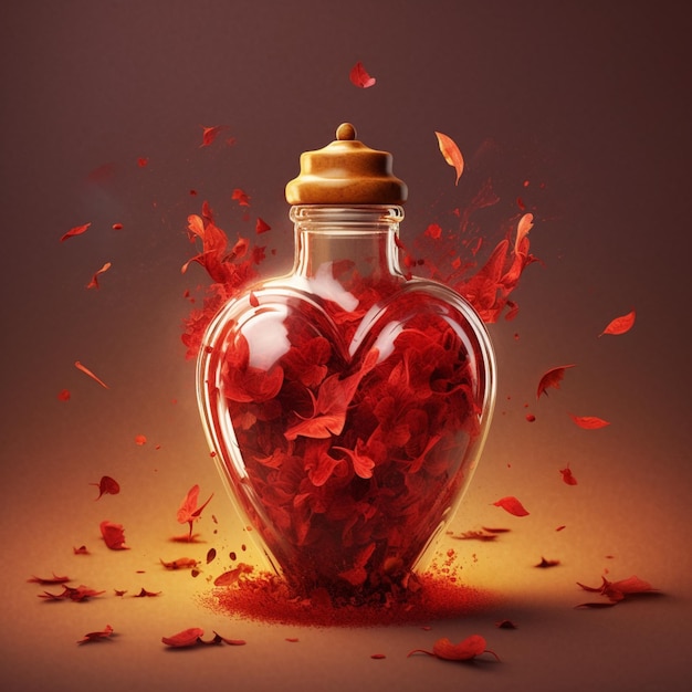there is a glass jar with a heart inside of it generative ai