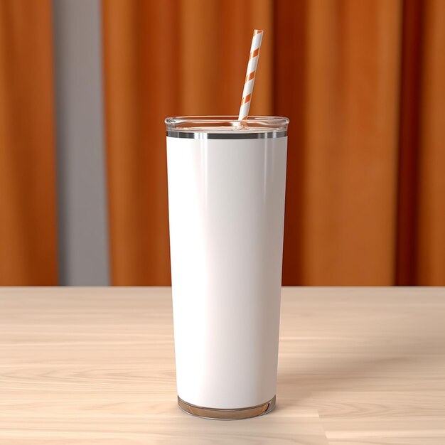 There is a glass of milk with a straw in it generative ai