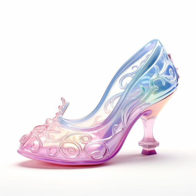 Photo there is a glass shoe with a crown on the heel generative ai