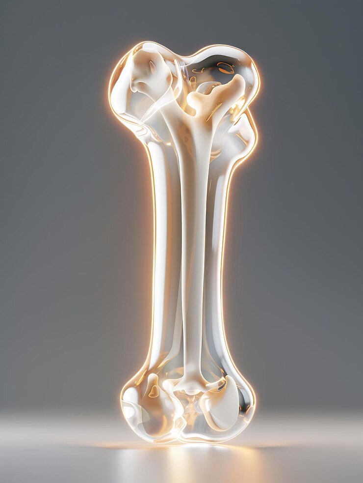 Photo there is a glass vase with a bone shaped object in it