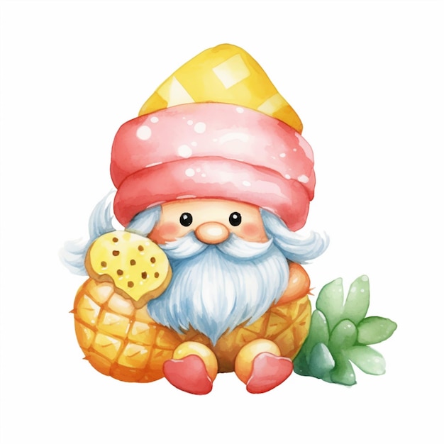 Photo there is a gnome with a hat and a basket of cookies generative ai