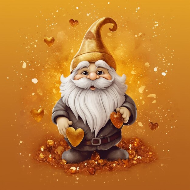 There is a gnome with a heart in his hands generative ai