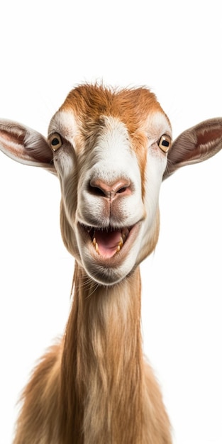 There is a goat that is smiling and looking at the camera generative ai