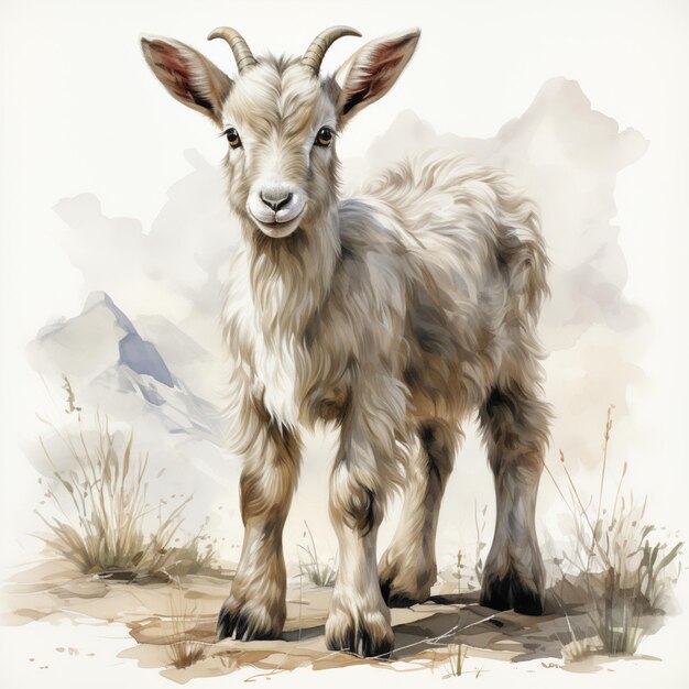 There is a goat that is standing in the dirt generative ai