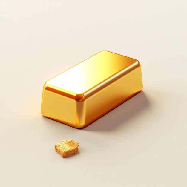 There is a gold bar and a piece of bread on the ground generative ai