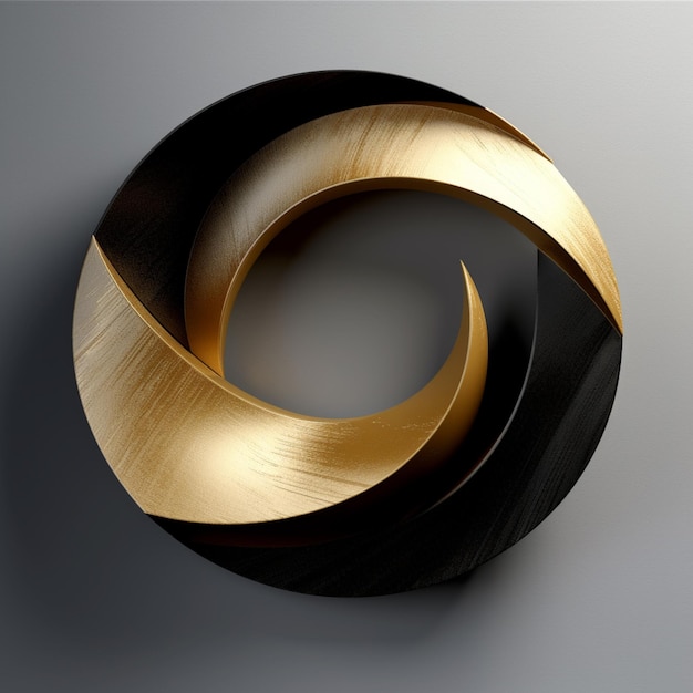 There is a gold and black sculpture on a gray surface generative ai