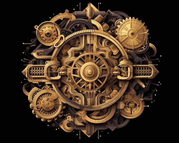 there is a gold clock with gears and gears on it generative ai