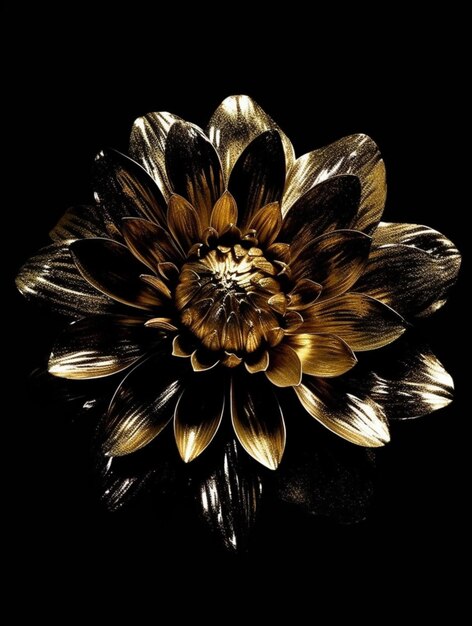 Photo there is a gold flower on a black background generative ai