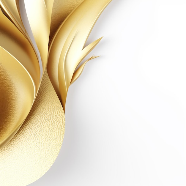 There is a gold flower with a white background generative ai