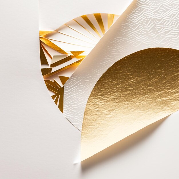 Photo there is a gold foil on a white paper with a gold circle generative ai