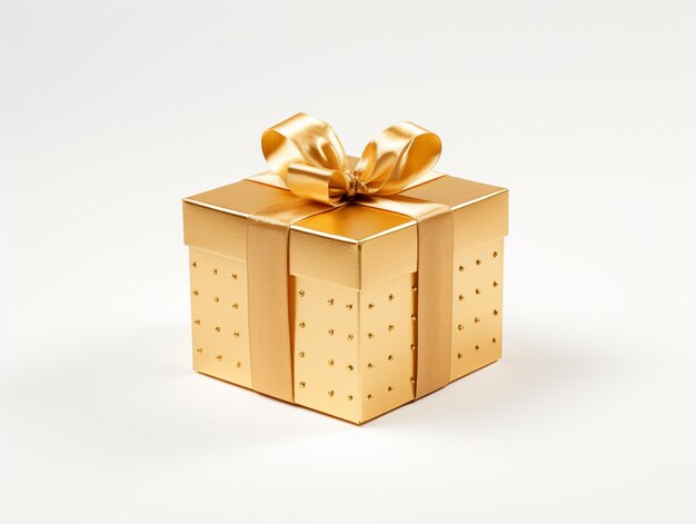 Photo there is a gold gift box with a gold bow on it generative ai