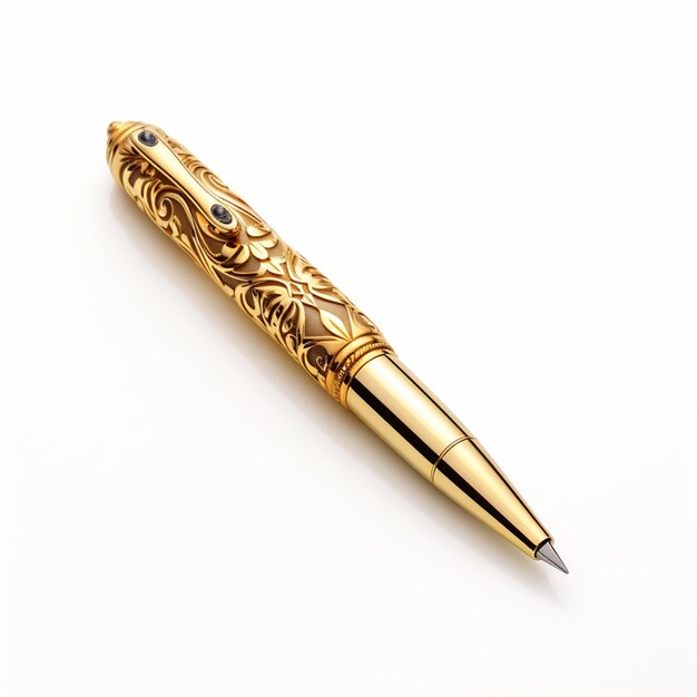 Photo there is a gold pen with a black diamond on it generative ai