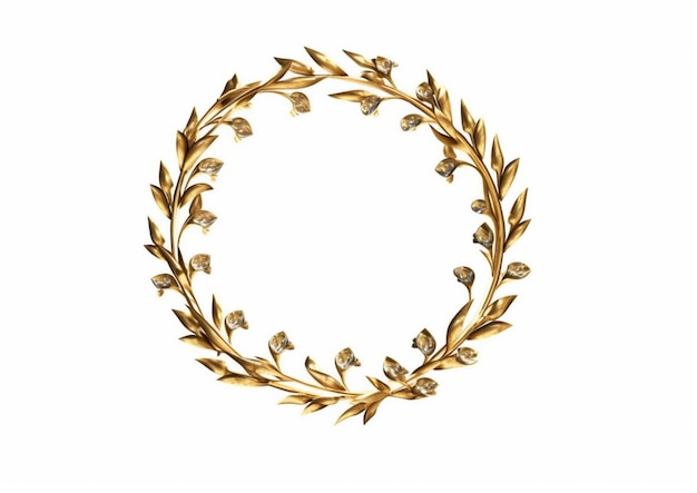 Photo there is a gold wreath with leaves and flowers on it generative ai