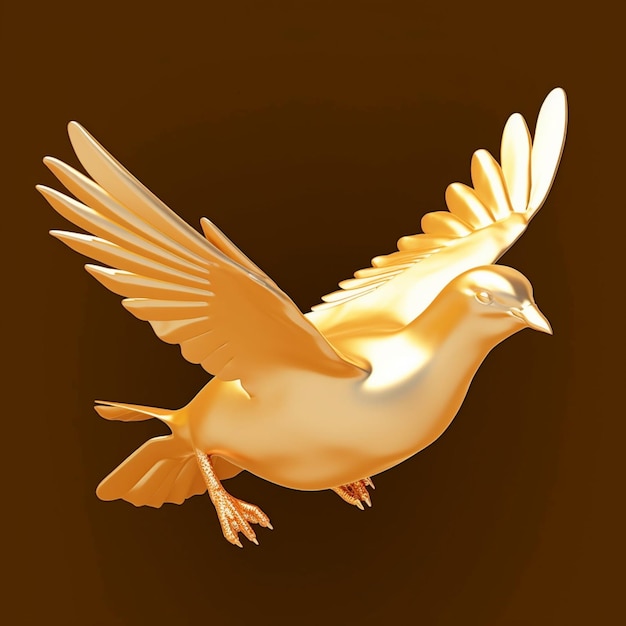 Photo there is a golden bird flying in the air with its wings spread generative ai