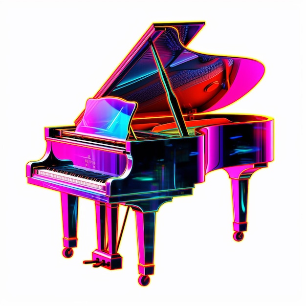 There is a grand piano that is sitting on a white surface generative ai