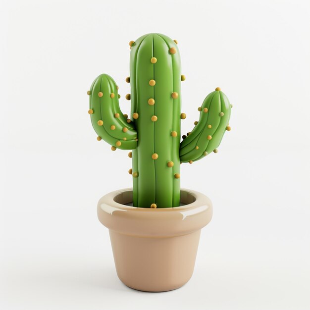 Foto there is a green cactus in a pot with yellow dots generative ai