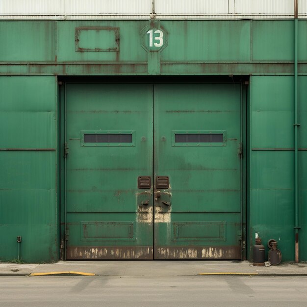 There is a green door with a number on it generative ai