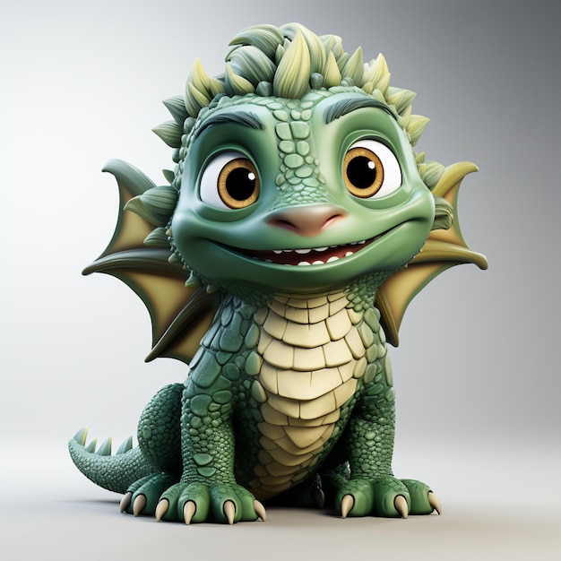 there is a green dragon with a big smile on its face generative ai