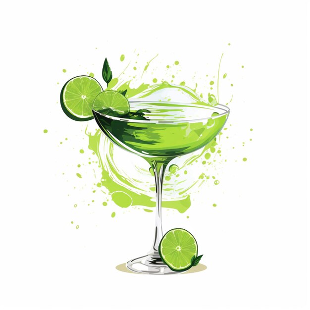 there is a green drink with lime slices in it generative ai