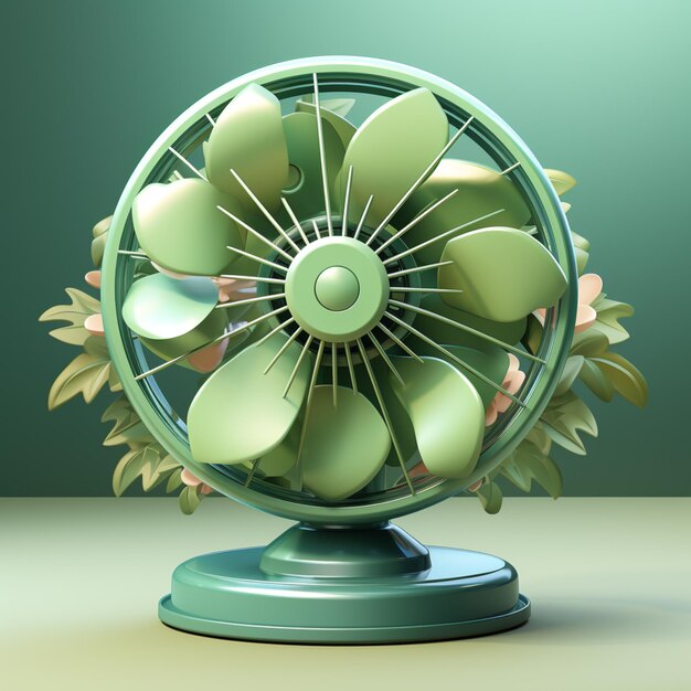 There is a green fan with many leaves on it generative ai