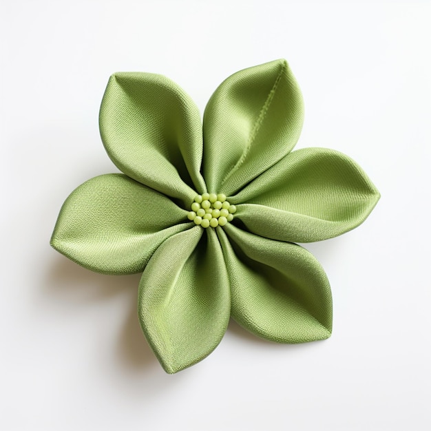 there is a green flower with a green center on a white surface generative ai