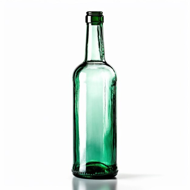 黒い上部の生成 AI が付いた緑色のガラス瓶があります