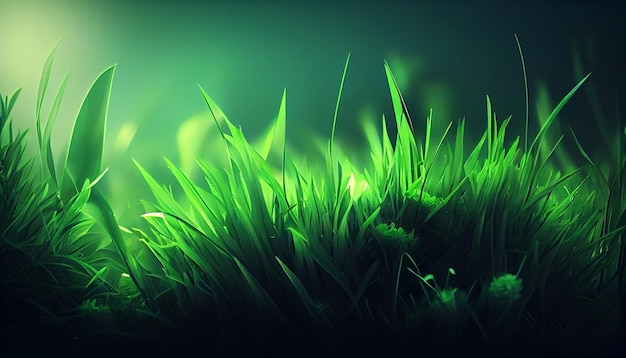 There is a green grass with some small flowers in it generative ai