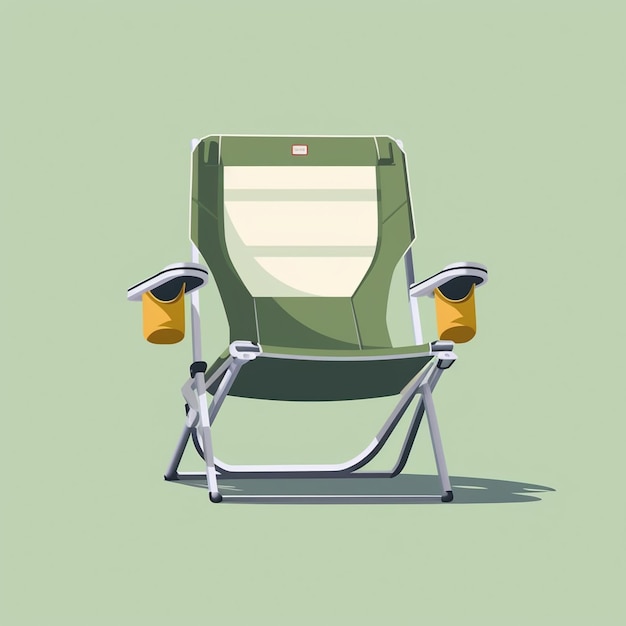 Photo there is a green lawn chair with a yellow cup on it generative ai