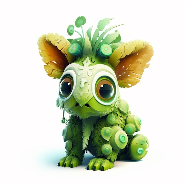 there is a green monster with big eyes and a green tail generative ai