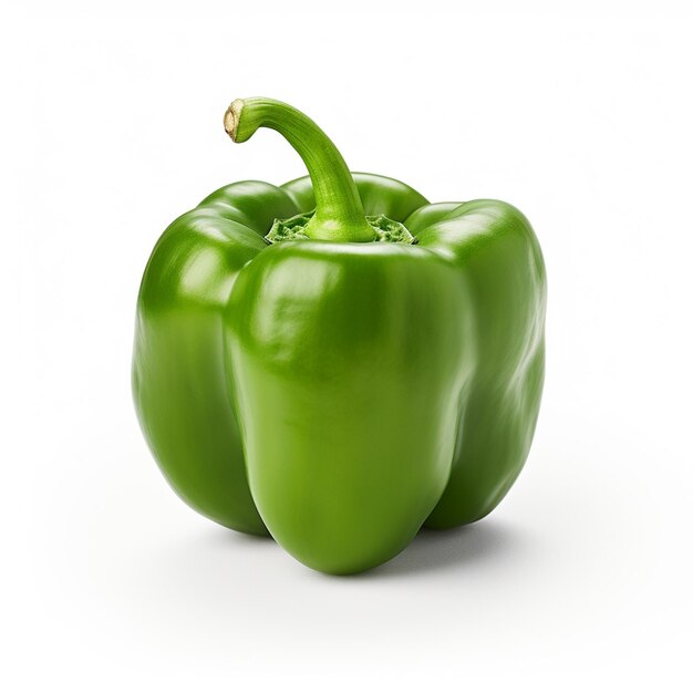 Photo there is a green pepper that is on a white surface generative ai
